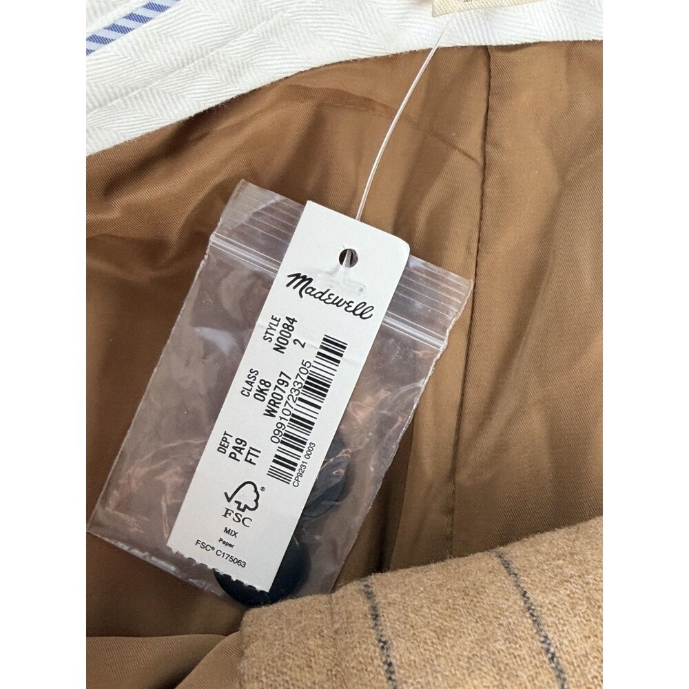 Madewell The High Rise Rosedale Straight Pant Womens 2 Brown Pinstripe Pleated 2 - Picture 8 of 16